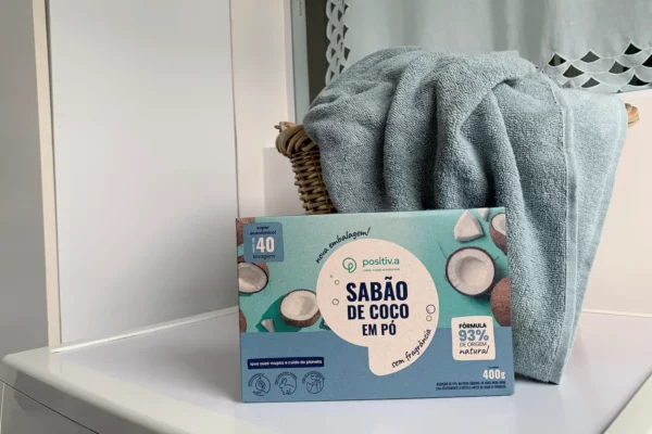 Imagem de sabão de coco em pó lançamento da positiv.a